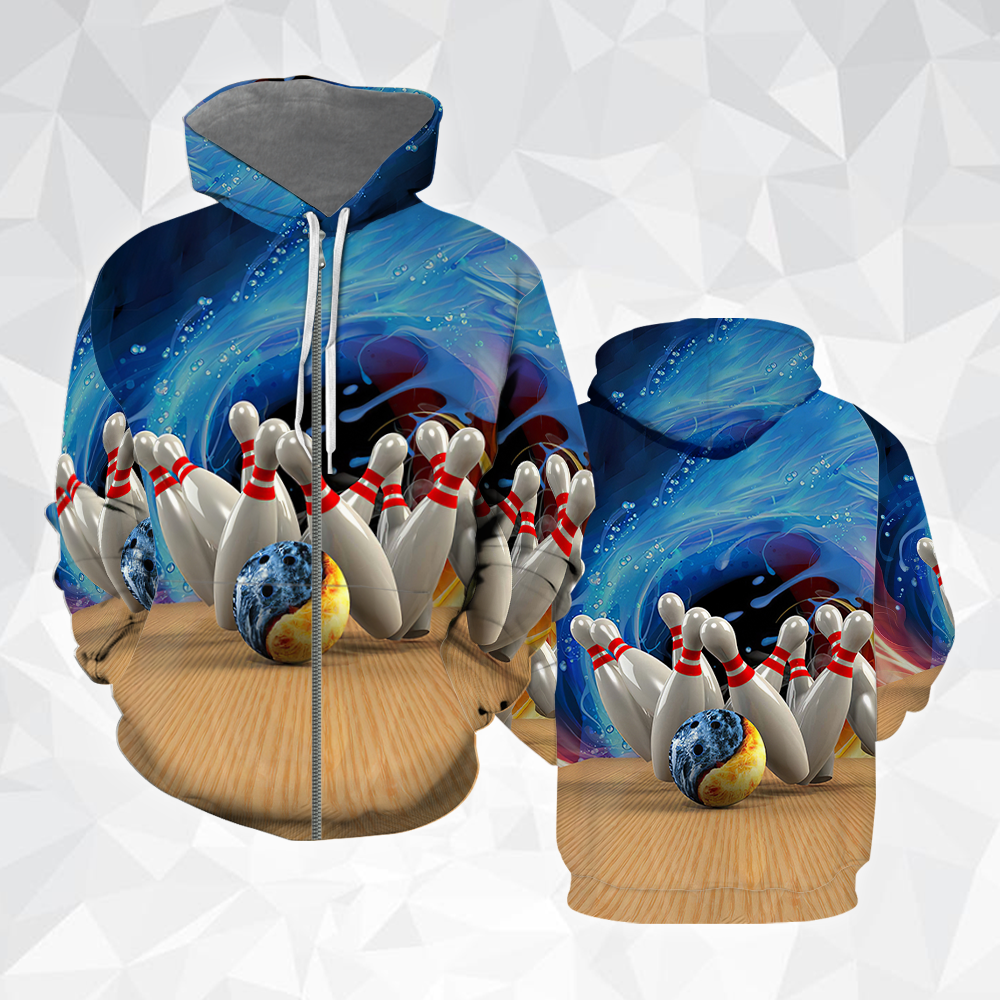 Bowling Zip Up Hoodie For Men & Women