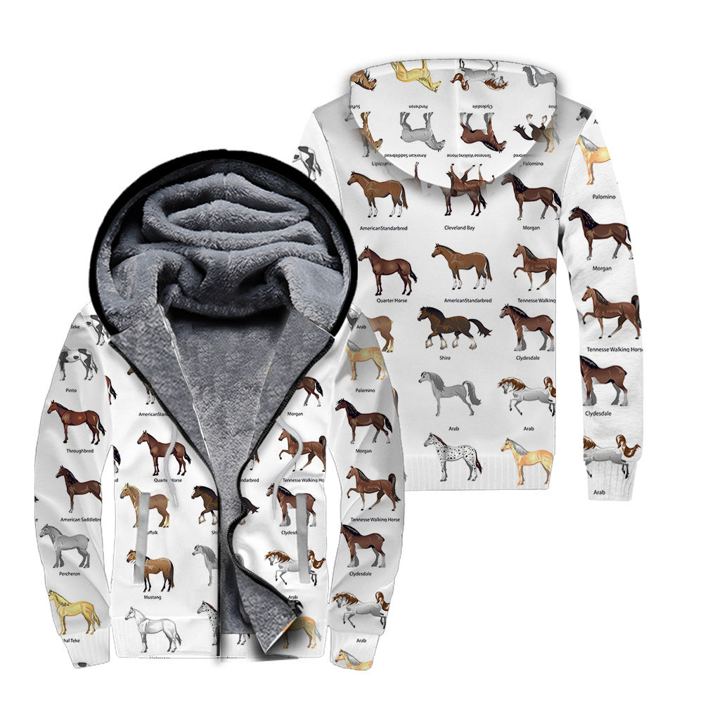 Breed Of Horses Fleece Zip Hoodie For Men & Women