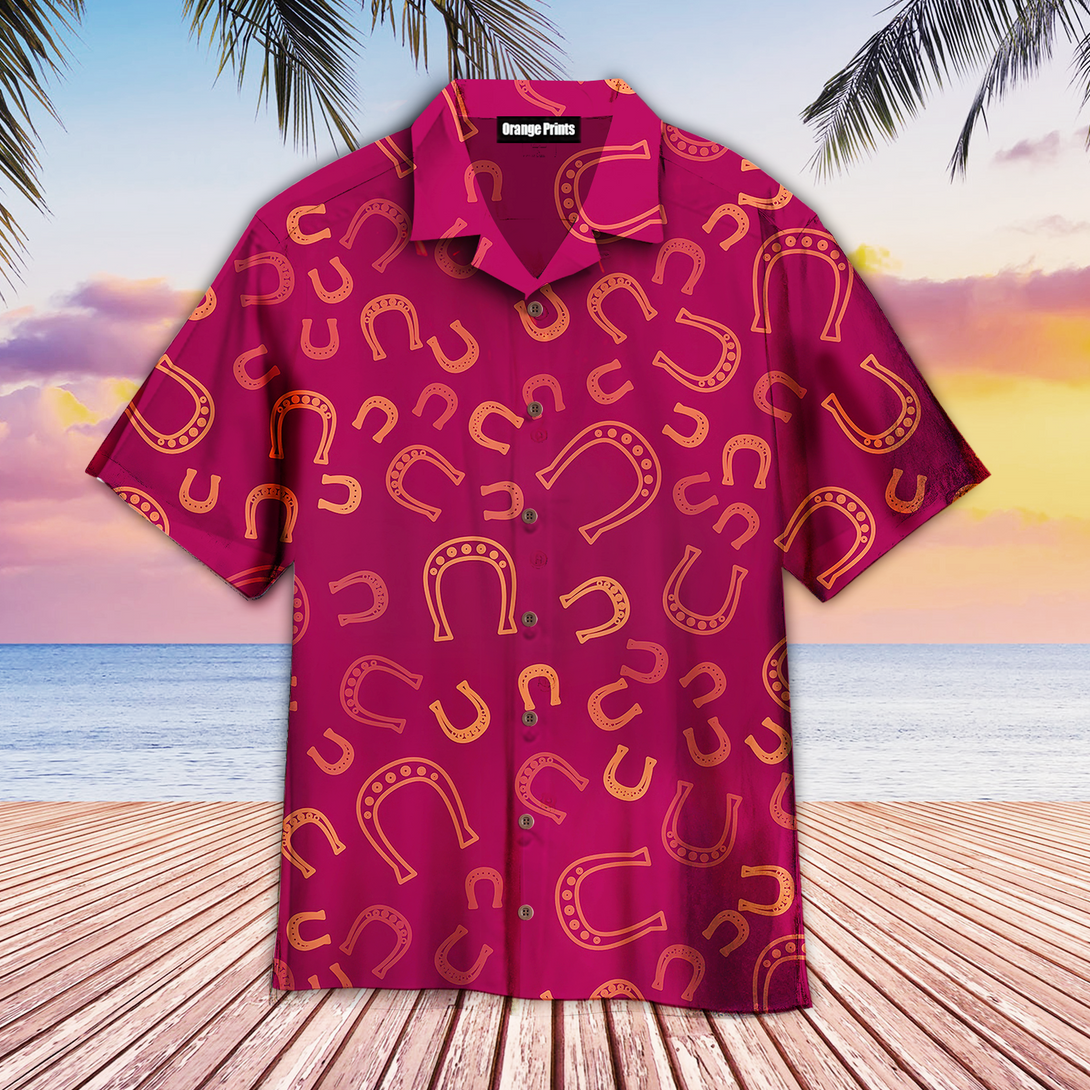 Brown Line Horseshoe Pink Aloha Hawaiian Shirt For Men & Women