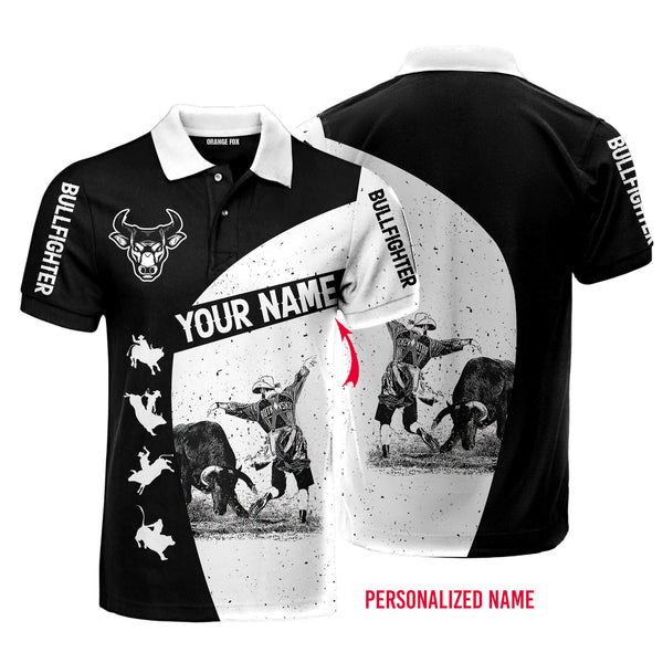 Bullfighter Bull Riding Black And White Custom Name Polo Shirt Men & Women PN1279