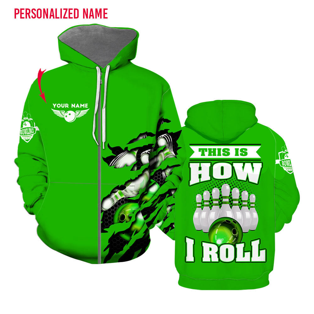 That How I Roll Bowling Custom Name Zip Up Hoodie For Men & Women