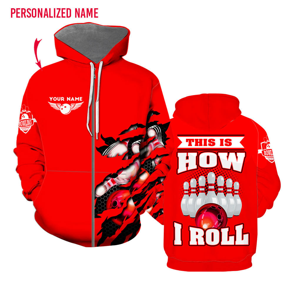 That How I Roll Bowling Custom Name Zip Up Hoodie For Men & Women