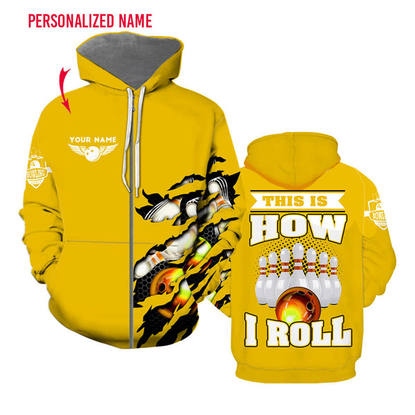 That How I Roll Bowling Custom Name Zip Up Hoodie For Men & Women