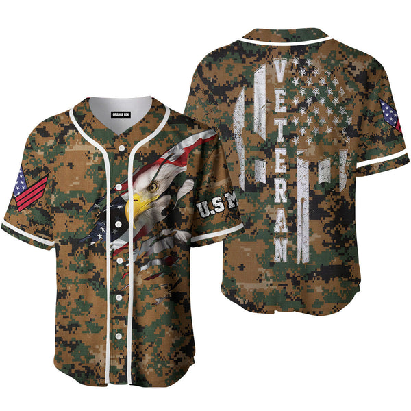 Camo US Marine Corps Veteran Baseball Jersey For Men & Women