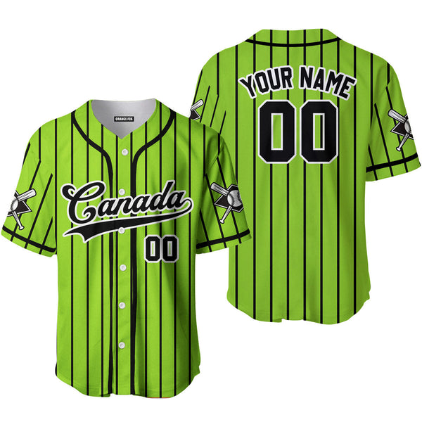 Canada Baseball Green Black White Custom Name Baseball Jerseys For Men & Women