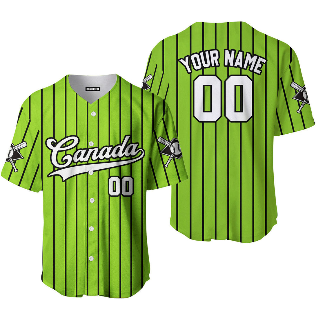 Canada Baseball Green White Black Custom Name Baseball Jerseys For Men & Women