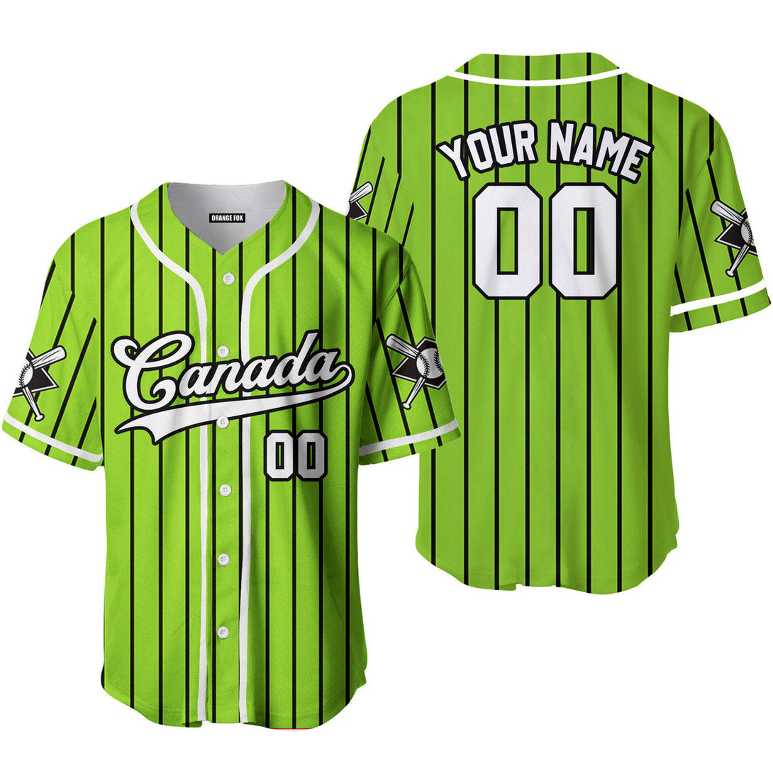 Canada Baseball Green White Black Custom Name Baseball Jerseys For Men & Women