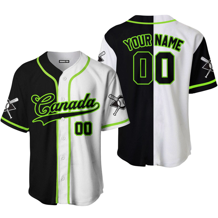 Canada Baseball Logo Black White Green Black Custom Name Baseball Jerseys For Men & Women