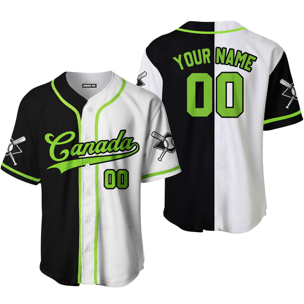 Canada Baseball Logo Black White Green Black Custom Name Baseball Jerseys For Men & Women