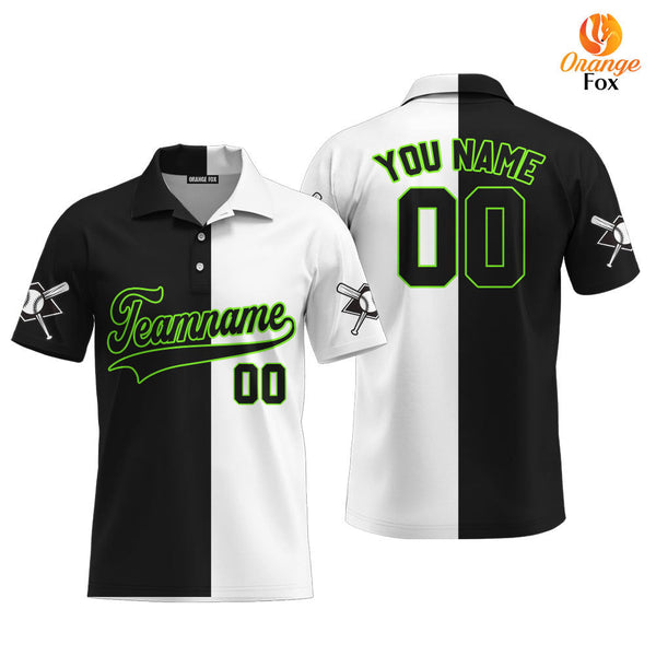 Canada Baseball Logo Black White Green Black Custom Polo Shirt For Men