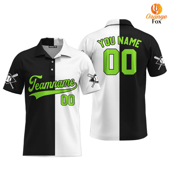 Canada Baseball Logo Black White Green Black Custom Polo Shirt For Men