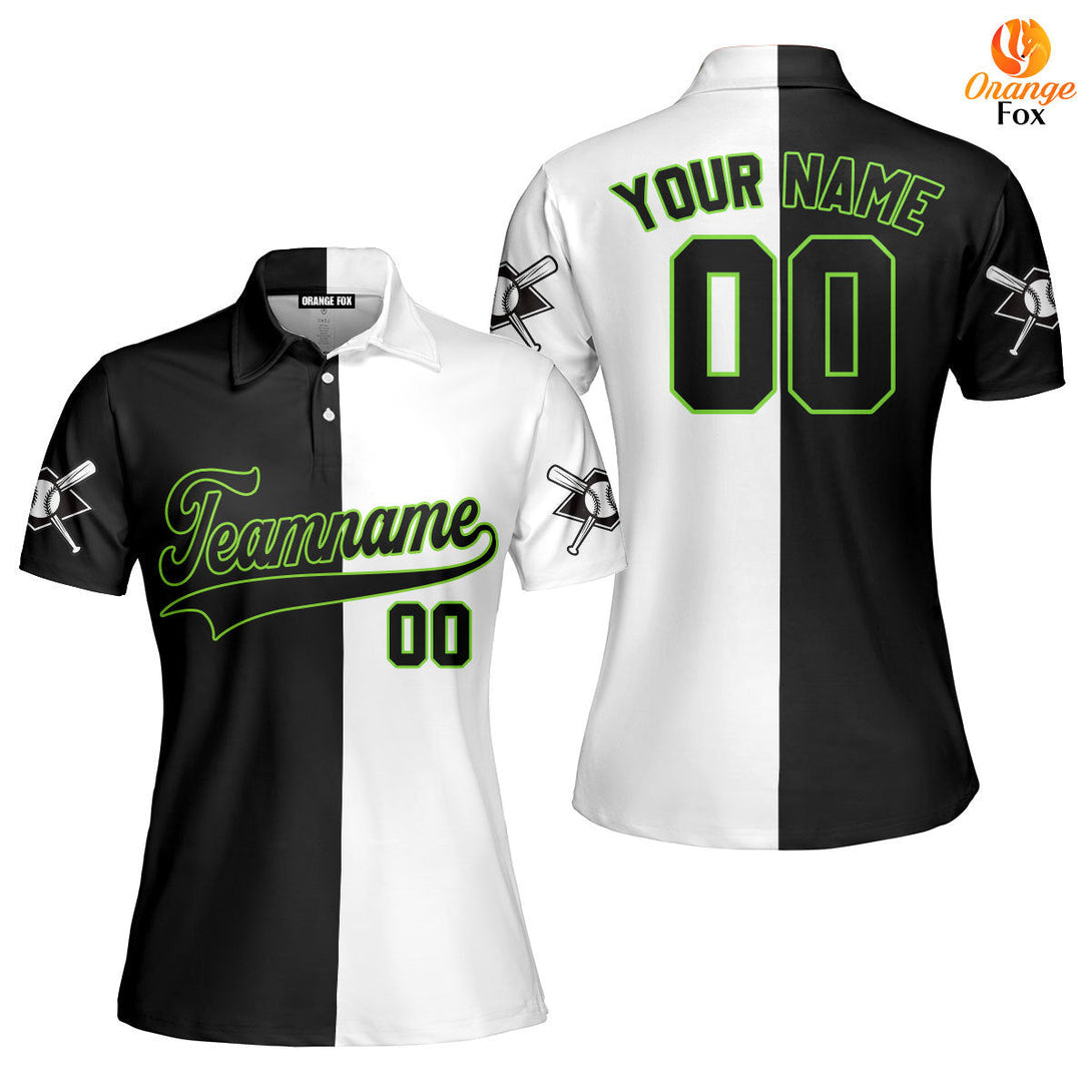 Canada Baseball Logo Black White Green Black Custom Polo Shirt For Women