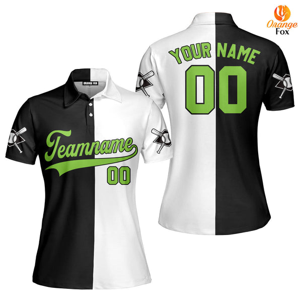 Canada Baseball Logo Black White Green Black Custom Polo Shirt For Women