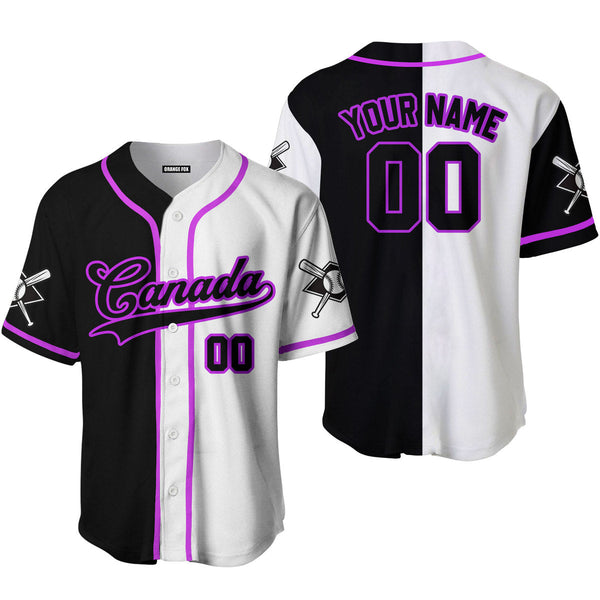 Canada Baseball Logo Black White Purple Black Custom Name Baseball Jerseys For Men & Women