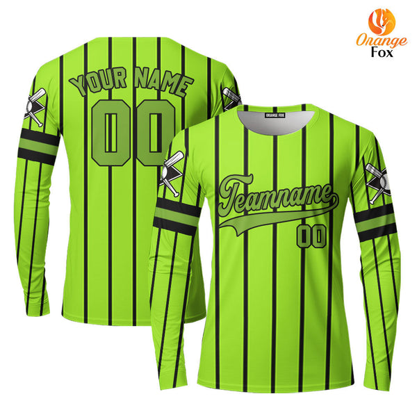 Canada Baseball Logo Green Black Custom Long Sleeve T-Shirt For Men & Women