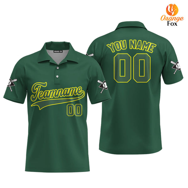 Canada Baseball Logo Green Yellow Custom Polo Shirt For Men