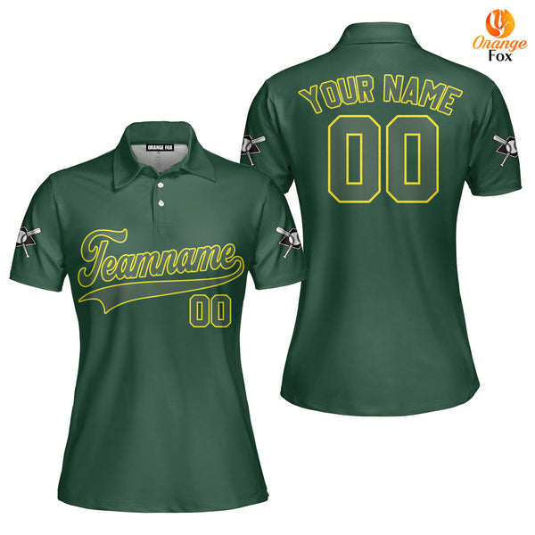 Canada Baseball Logo Green Yellow Custom Polo Shirt For Women