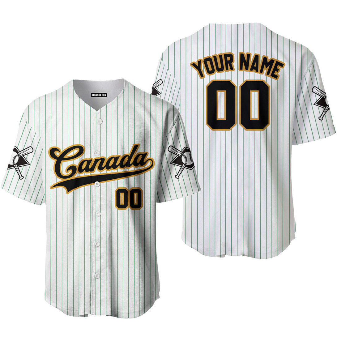 Canada Baseball Logo White Black Yellow Custom Name Baseball Jerseys For Men & Women