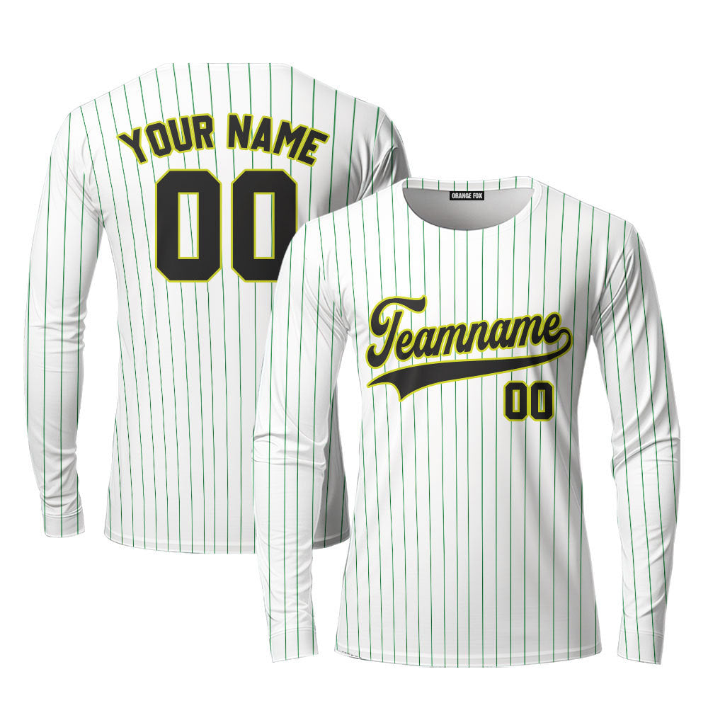 Canada Baseball Logo White Green Custom Long Sleeve T-Shirt For Men & Women