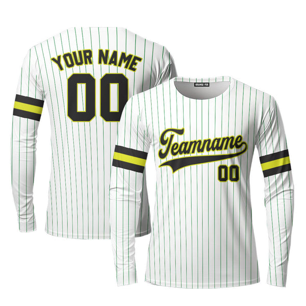 Canada Baseball Logo White Green Custom Long Sleeve T-Shirt For Men & Women
