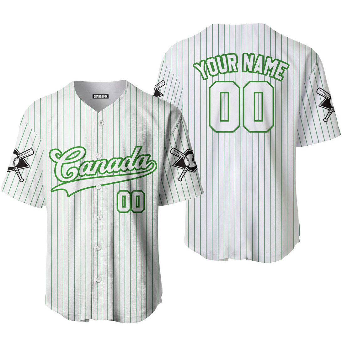 Canada Baseball Logo White Green Custom Name Baseball Jerseys For Men & Women