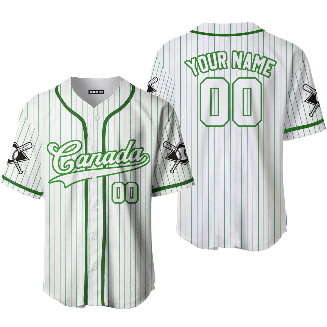 Canada Baseball Logo White Green Custom Name Baseball Jerseys For Men & Women