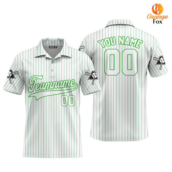 Canada Baseball Logo White Green Custom Polo Shirt For Men