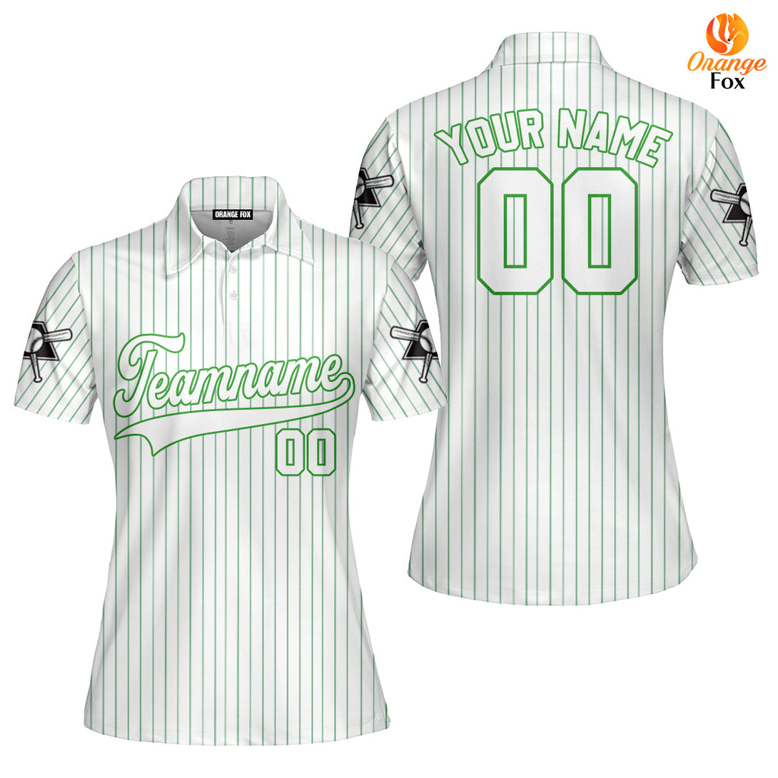 Canada Baseball Logo White Green Custom Polo Shirt For Women