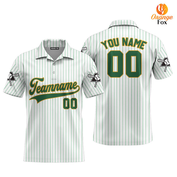 Canada Baseball Logo White Green Yellow Custom Polo Shirt For Men