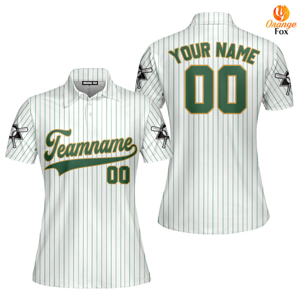 Canada Baseball Logo White Green Yellow Custom Polo Shirt For Women