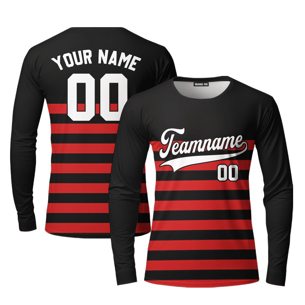 Canada Black Red White Black Custom Long Sleeve T-Shirt For Men & Women