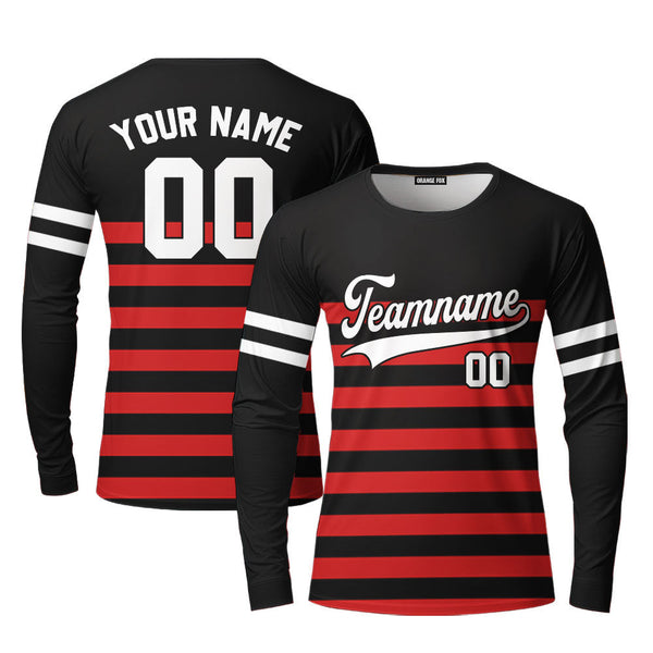 Canada Black Red White Black Custom Long Sleeve T-Shirt For Men & Women