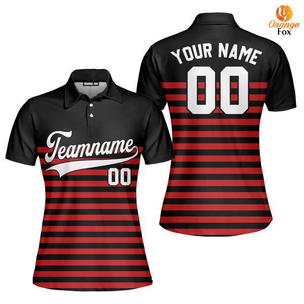 Canada Black Red White Black Custom Polo Shirt For Women