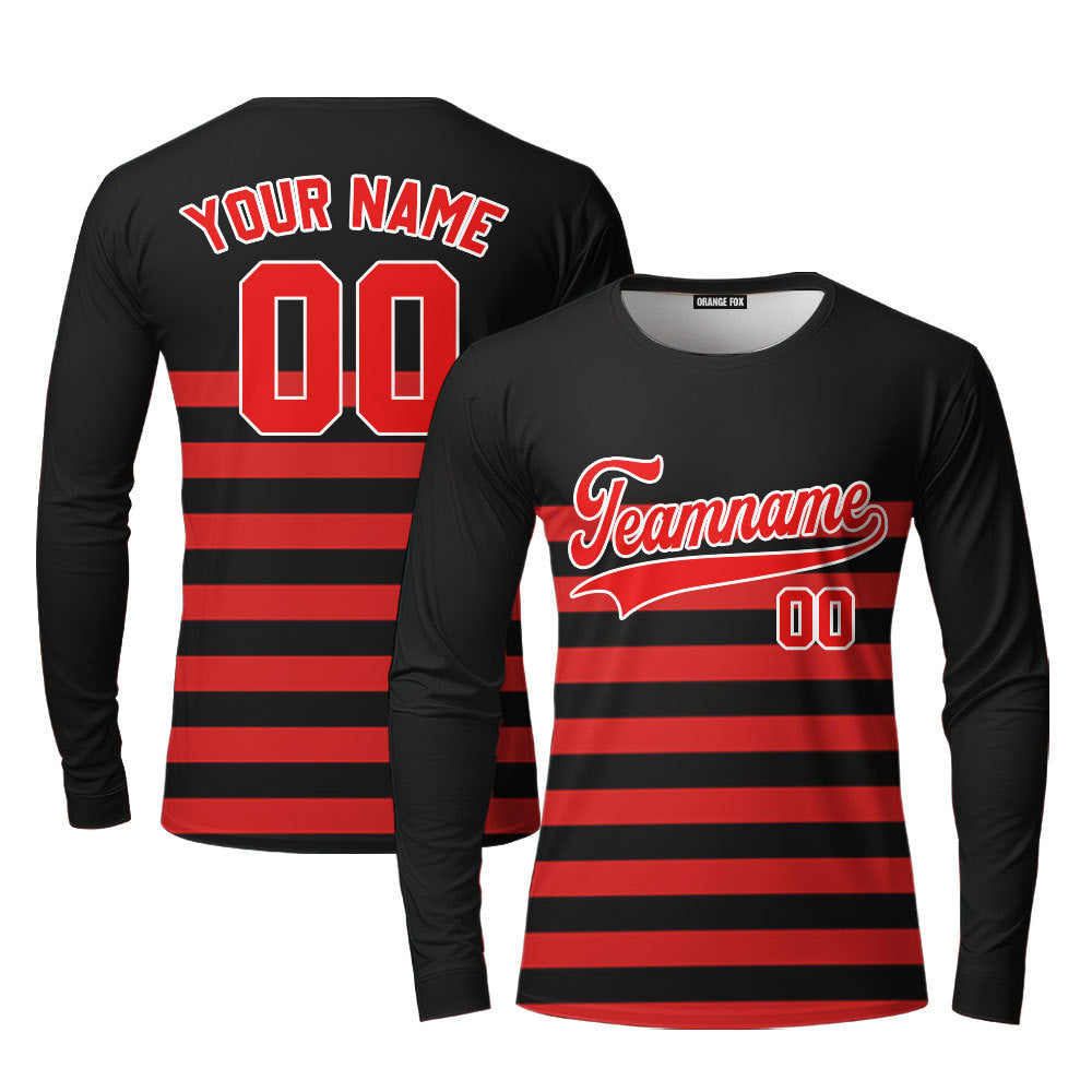Canada Black Red White Custom Long Sleeve T-Shirt For Men & Women