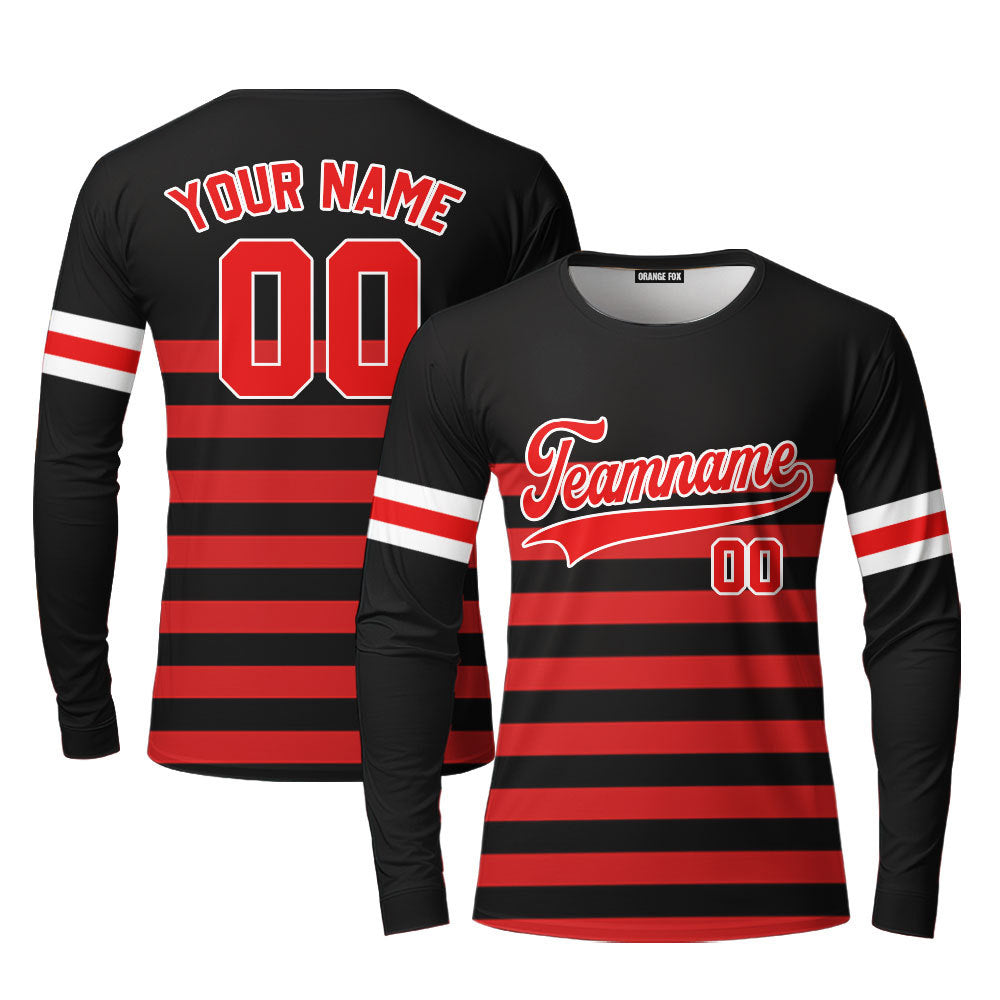 Canada Black Red White Custom Long Sleeve T-Shirt For Men & Women