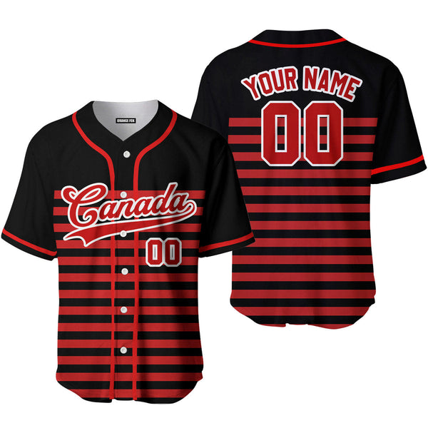 Canada Black Red White Custom Name Baseball Jerseys For Men & Women