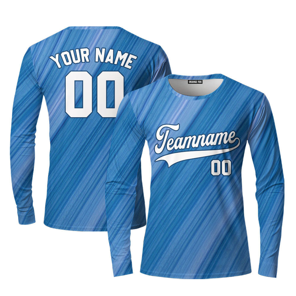 Canada Blue White Custom Long Sleeve T-Shirt For Men & Women