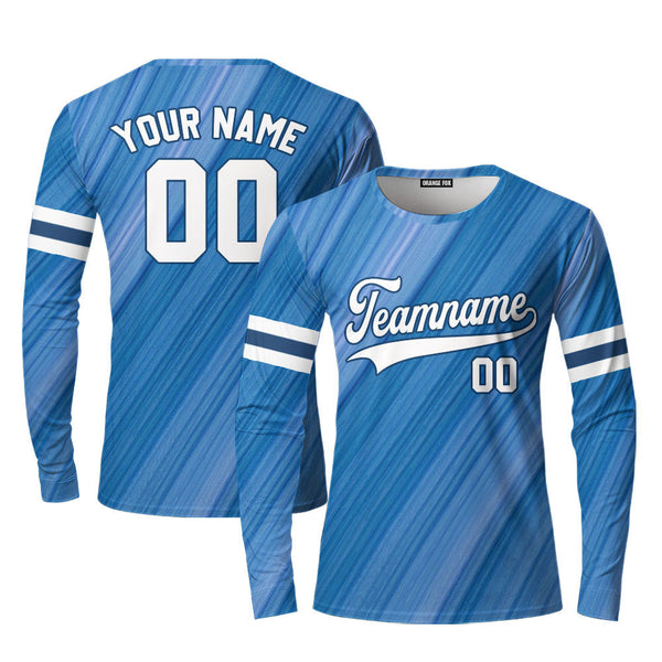 Canada Blue White Custom Long Sleeve T-Shirt For Men & Women