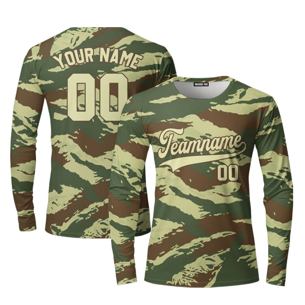 Canada Camouflage Brown Black Custom Long Sleeve T-Shirt For Men & Women