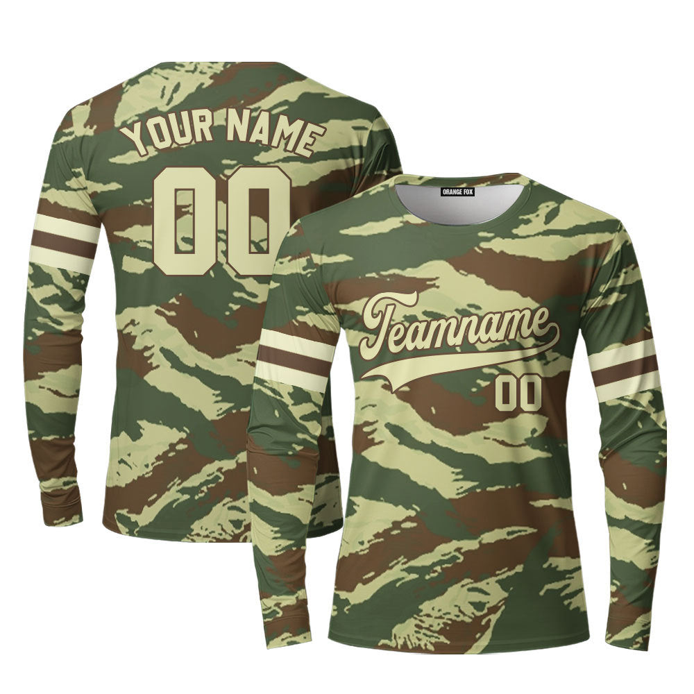 Canada Camouflage Brown Black Custom Long Sleeve T-Shirt For Men & Women