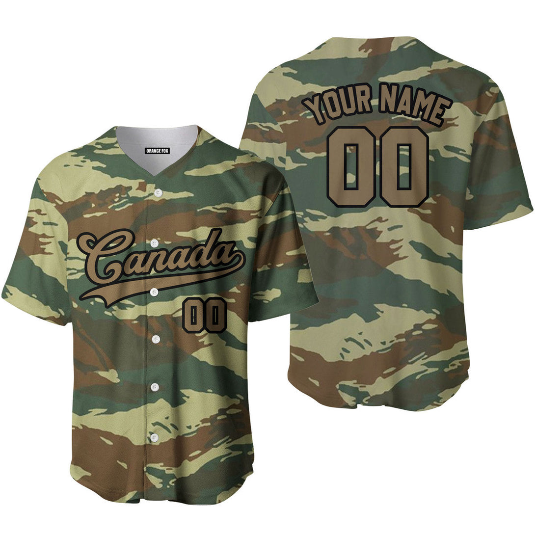 Custom Camouflage Brown-Black Canada Baseball Jersey