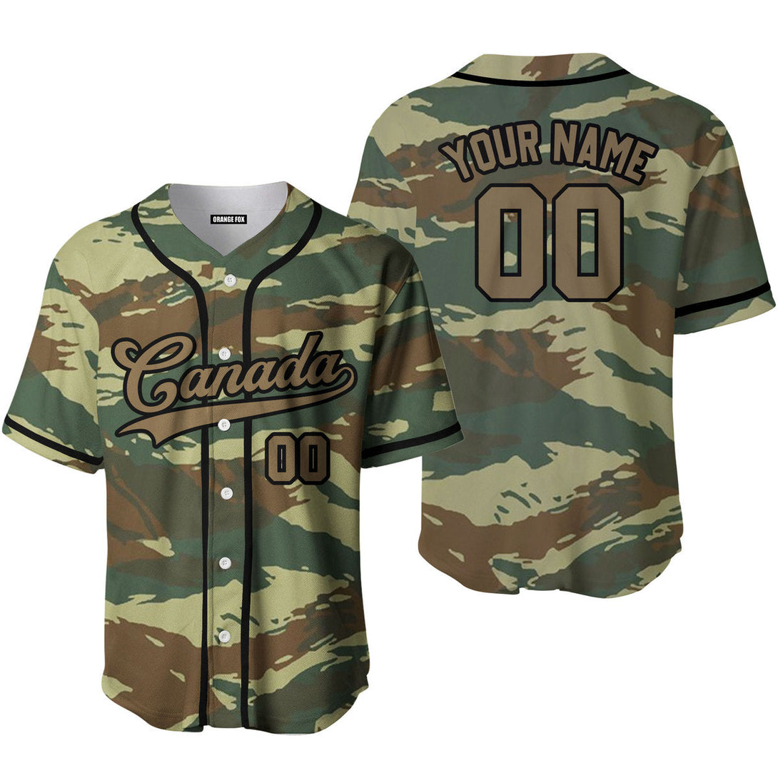 Custom Camouflage Brown-Black Canada Baseball Jersey