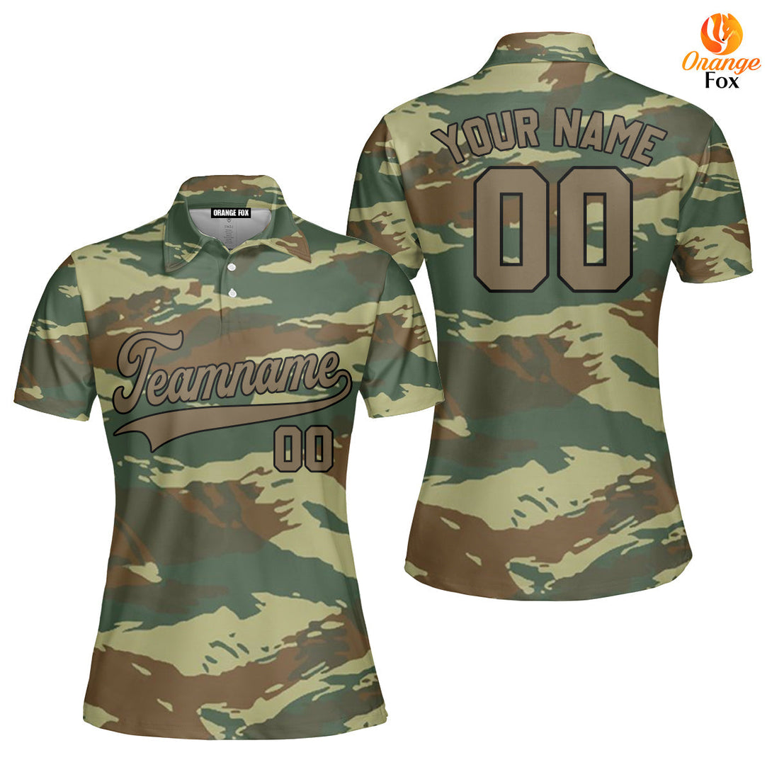 Canada Camouflage Brown Black Custom Polo Shirt For Women