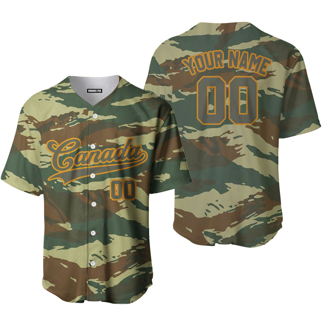 Canada Camouflage Gray Yellow Custom Name Baseball Jerseys For Men & Women