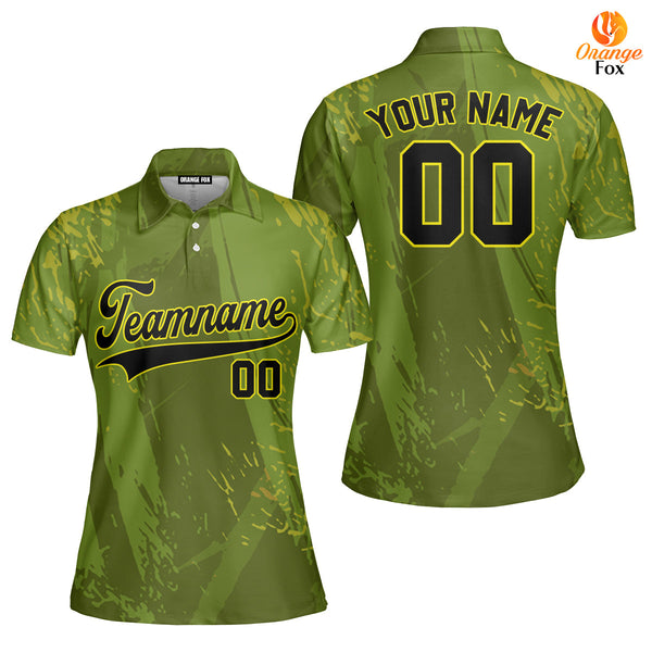 Canada Camouflage Green Black Custom Polo Shirt For Women