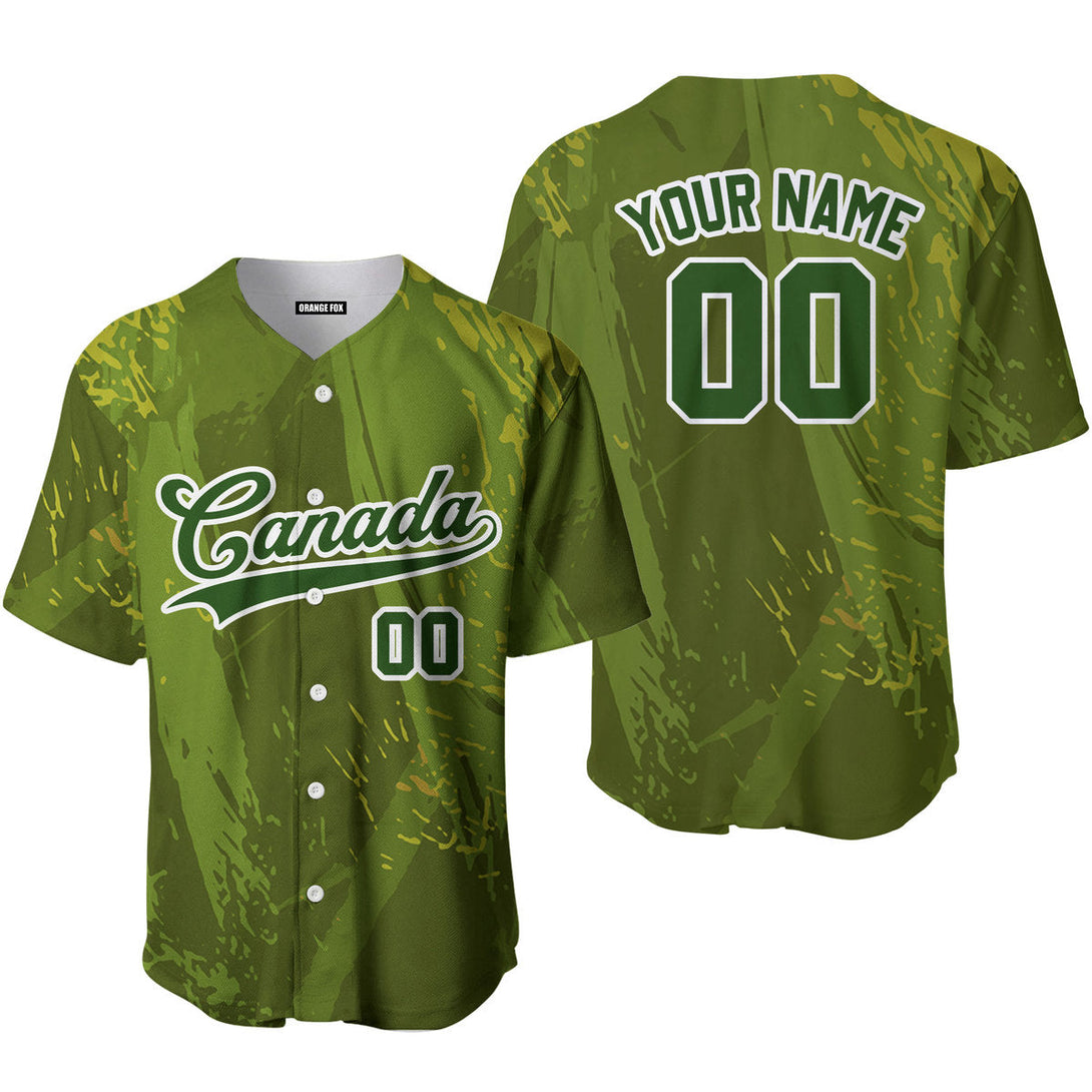 Canada Camouflage Green White Custom Name Baseball Jerseys For Men & Women