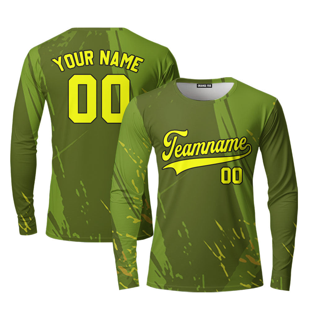 Canada Camouflage Green Yellow Black Custom Long Sleeve T-Shirt For Men & Women