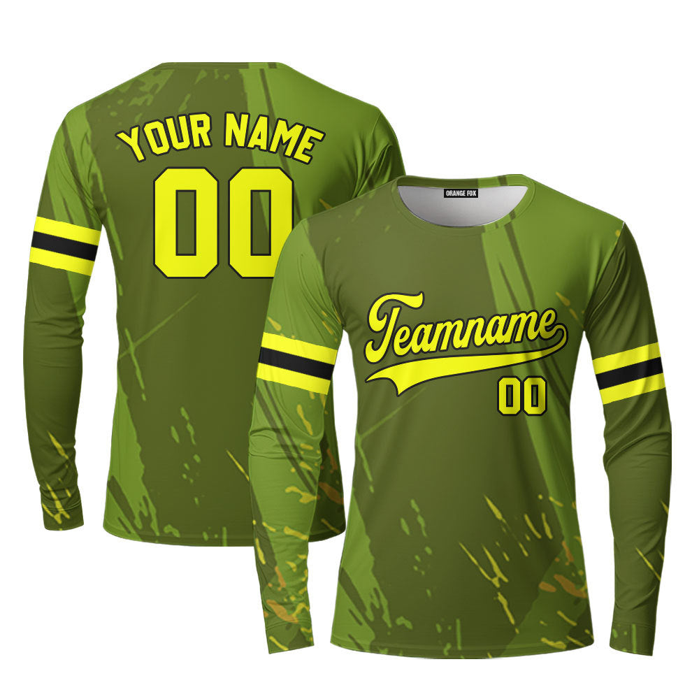 Canada Camouflage Green Yellow Black Custom Long Sleeve T-Shirt For Men & Women