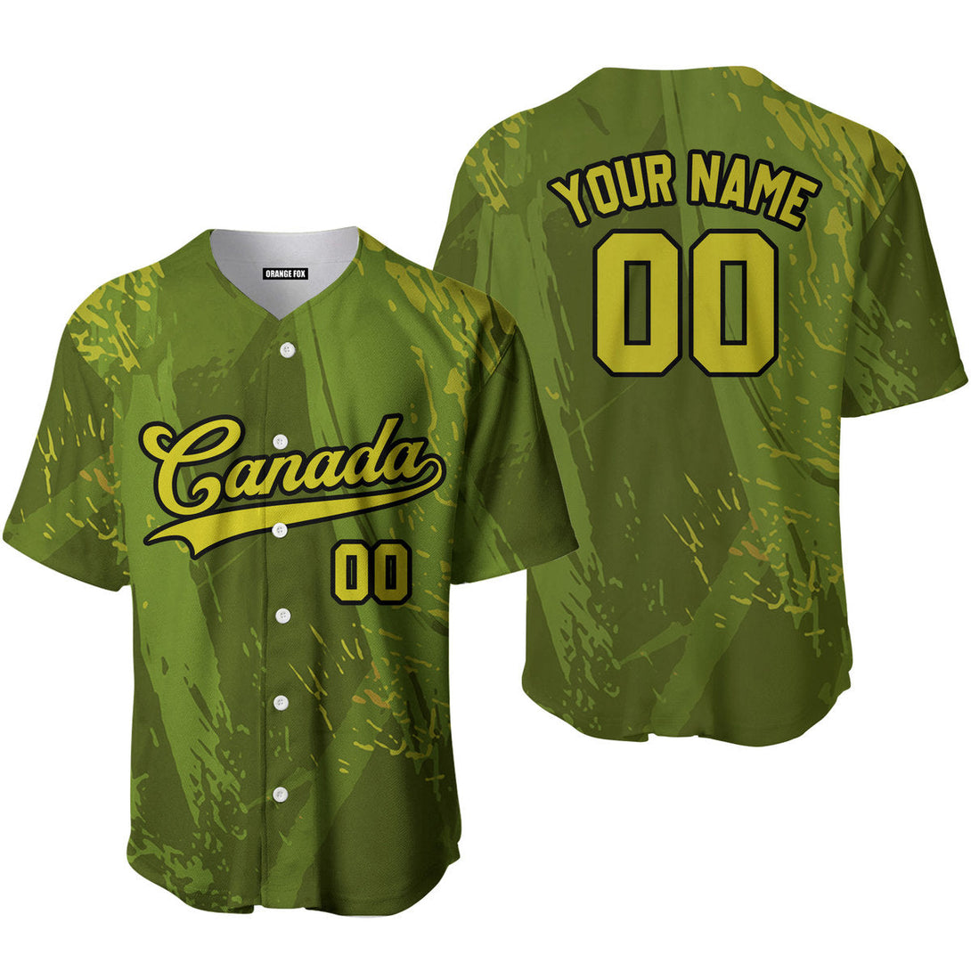 Canada Camouflage Green Yellow Black Custom Name Baseball Jerseys For Men & Women