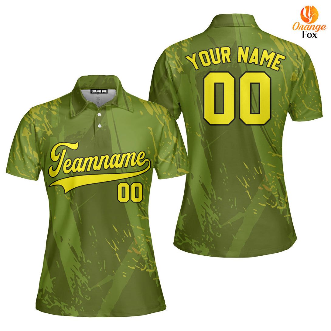 Canada Camouflage Green Yellow Black Custom Polo Shirt For Women